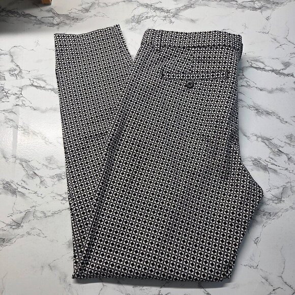 GAP Pants - Gap Size 10R Slim City Black White Print Casual Ankle Straight Leg Pants